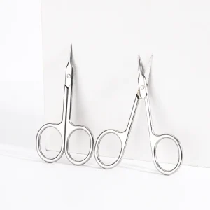 Small Stainless Steel Beauty Scissors Straight Blade Left Handed Design Stainless Steel Handle for Nail Nose Hair Facial