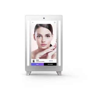 Smart Desktop Makeup Mirror with 21.5 inch Touch Screen LED Illuminated Modern Design for Salon Virtual Try on