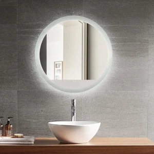 Smart Indoor Round Makeup Vanity Mirror with LED Lighting Touch Activated Design for Bathroom Use