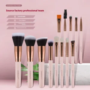 Soft Vegan Professional Pink 13 Piece Quality Custom Logo Face use Makeup Brush Set with Tool