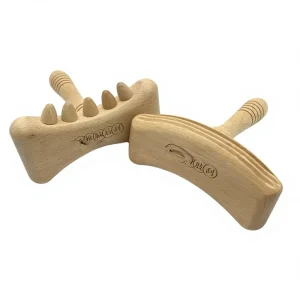 Solid Beech Wood Rake Teeth Lazy Back of Head Scraper Gua Sha Board Fish Shaped Raw Wood Meridian Stretching Rod Universal Back