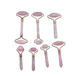Source Factory Natural Rose Quartz Jade Single Head Roller Eye Face Massager Gua Sha Beauty Lifting V Shape SPA Dark Circles for