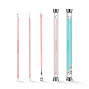 Spray painted Handle Comedone Extractor Dual head Blackhead Remover Tool Precision Stainless Steel Tips for Face Acne Treatment