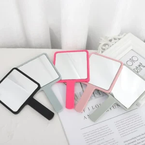 Square Makeup Mirror With Custom Logo Handheld Vanity Mirror Hand Salon Make up Vanity Cosmetic Compact Mirror for Women