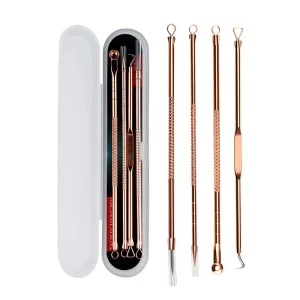 Stainless Steel 4pcs Pimple Comedone Extractor Kit Acne Blackhead Remover Needle Tools Set for Scar Face Skin Blemish