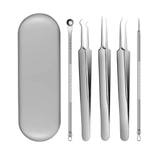 Stainless Steel 5 Piece Blackhead Pore Cleaning Acne Removal Needle Set with Double Head for Face