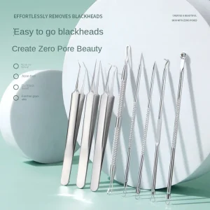Stainless Steel Acne Needle Clip Set Blackhead Clip and Dark Sore Needle Beauty Tools for Face