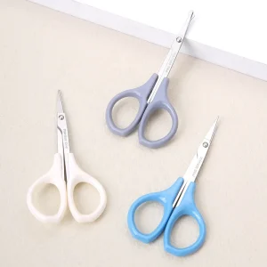 Stainless Steel Beauty Tool Curved Head Paper Scissor Plastic Makeup Facial Hair Removal Safety Scissors Head Curved False Lash