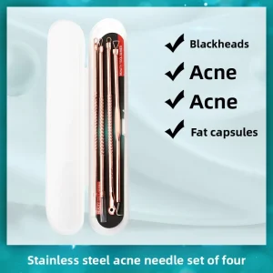 Stainless Steel Blackhead Facial Beauty Tool Set Double Ended Acne Treatment & Remover Needles