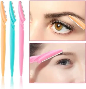 Stainless Steel Blade Eyebrow Shaper with Cap Multi color 3pcs Brow razor Bulk Portable Makeup Eyebrow Trimmer