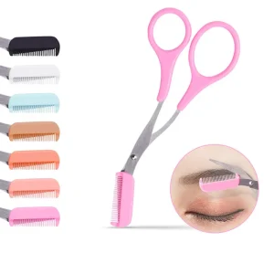 Stainless Steel Eyebrow Scissors Plastic Comb Hair Removal Shaping Tools Makeup Beauty Accessories
