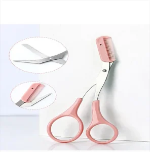 Stainless Steel Eyebrow Trimmer Scissor with Comb Beauty Makeup Tools for Women