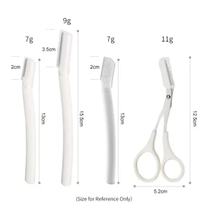 Stainless Steel Eyebrow Trimmer Scissors Comb Hair Removal Shaver Safe Shaping Water Resistant Skin Friendly Makeup Tool