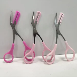 Stainless Steel Eyebrow Trimmer Scissors With Comb Hair Grooming Shaping Shaver Eyelash Hair Clips Hair Remover Makeup Tools