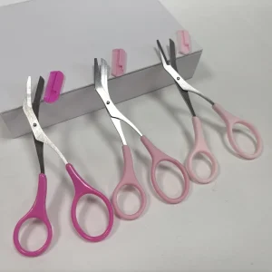 Stainless Steel Eyebrow Trimmer Scissors With Comb Hair Grooming Shaping Shaver Eyelash Hair Clips Hair Remover Makeup Tools