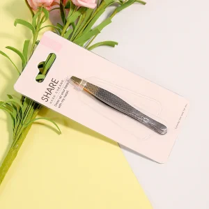 Stainless Steel Eyebrow Tweezers Black Slanted Lash Tweezers and Eyelash Applicators Eyebrow Scissors