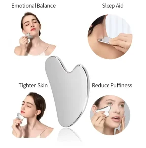 Stainless Steel Facial GuaSha Scraping Face Care Lifting Massage Tools Heart Shape Skincare Massager Modern Design for
