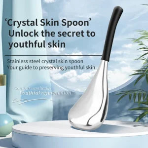 Stainless Steel Facial Massage Spoon Ice Globe Roller for Cooling & Heating Dual Head Eye Puffiness Relief and Skin Care Tool