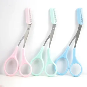 Stainless Steel Makeup Scissors Beauty Care Tools Lash and Eyebrow Scissors Trim Comb for Eyebrow Shaping OEM Logo