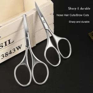 Stainless Steel Men’s Nose Hair Trimmer Scissors Household Beauty Makeup Eyebrow Tool with Sharp Straight Blade
