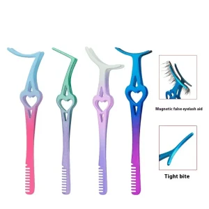 Stainless Steel Multifunctional Eyelash Curler Auxiliary Eyebrow Comb Curved Big Mouth Clip Eyelash Tweezers