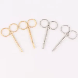 Stainless Steel Nose Hair Trimmer Small Scissors for Men Nostril Shaving Nose Hair Tool Cuticle Nail Scissors 8.8cm Silver Gold