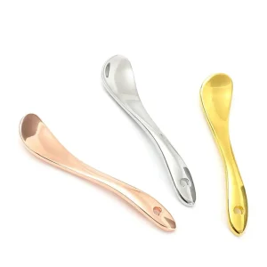 Stainless Steel Silver Plated Party Cosmetic Skincare Spatula Mini Mask Facial Reusable Scoop Coffee Beauty Spoon for Cream