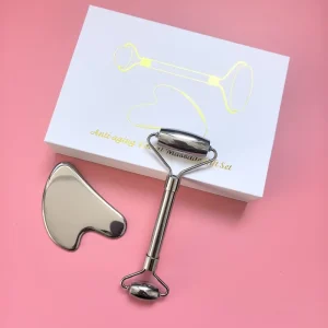 Stainless Steel Skin Facial Roller Tools Face Roller and Gua Sha Massage Set for Skin Care Massage Roller Tool for Commercial
