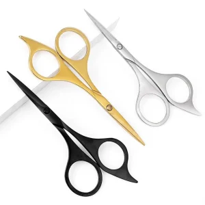 Stainless Steel Straight Blade Foldable Right-Handed Beauty Scissors Sharp Tip Beard Trimmer Makeup Scissors Household