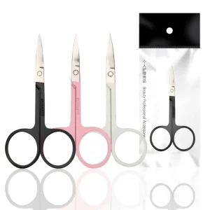 Stainless Steel+Plastic Left Handed Straight Eyelash Extension Tweezers Set Eyebrow Tongs Clip Scissor Beauty Makeup Accessories
