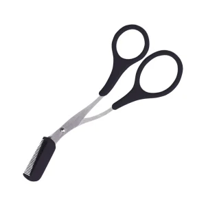 Stock Stainless Steel Beauty Scissors Comb Straight Blade with Sharp Tip for Eyebrow Trimming and Makeup Cutting