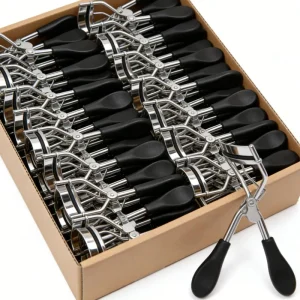 Stocks Makeup Tool Wide Opening Stainless Steel Eyelash Curler Lash Curler for All Eye Shapes with Silicone Refill Pads