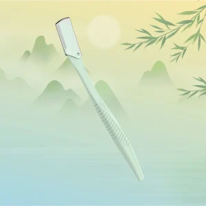 Straight Handled Eyebrow Trimmer Safe Micro Angle Eyebrow Razor Protective Mesh Blade