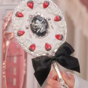 Strawberry Cupid Collection Makeup Mirror Sweet Princess Girl Style Handheld Portable Travel Beauty Mirror