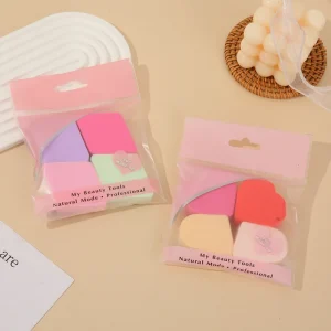 Super Soft Non Latex Makeup Sponge Multi Shape and Multi Color 4 Piece Set Wet Dry Beauty Makeup Sponge