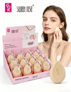 Sweet Rose Waterdrop Makeup Sponge Soft Latex free Beauty Sponge with Storage Case Dual use Dry Wet Foundation Blending Sponge