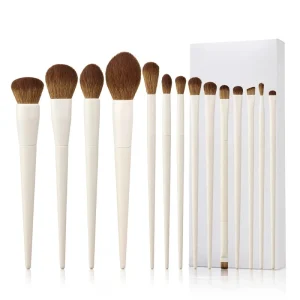 Synthetic Hair Professional Makeup Brushes Set White Bling 14 Pcs Makeup Brush Set