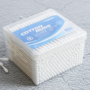 TOP TIP’S 250PCS Disposable 100% Pure Cotton Buds Soft Gentle Custom Color Rectangle Box Wooden Paper Bamboo Home Office Travel