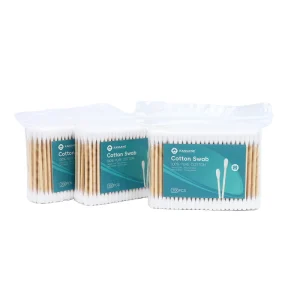 Thailand Factory Double Round Tip Cotton Bud 200pcs Bamboo Stick Cotton Swab with pp Bag