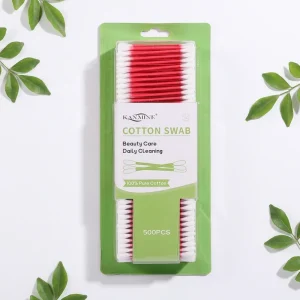 Thailand Factory Tariff Free 500pcs Cotton Buds Paper Stick Double Tipped Cotton Swabs with Blister Card Packed