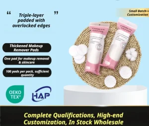 Thick 3 Layer Cotton Pads for Face Bagged Locked Edge Makeup Cotton for Toner Application Customizable