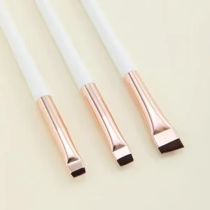 Thin Straight Private Label logo Fine Flat Angled White Black Gold Eyebrow Tint Lamination Single Brow Makeup Brushes