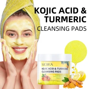 Tiktok Face Skin Brightening Kojic Acid Turmeric Cleansing Pads for Dark Spots Acne Pimples Cosmetic Cotton Pads