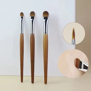 Tongue Shaped Ultra-thin Concealer Brush Flat Round Liquid Foundation Cream Mixed Wood Handle Single Makeup Brush Cosmetic Tools