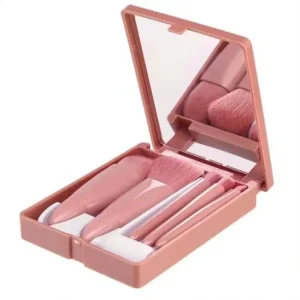 Travel 5 Piece Mirror Makeup Brush Set Portable Multi functional Powder Brush and Blush Brush Beauty Tool