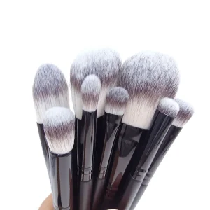 Travel Portable Makeup Brush Set Custom Ultra Soft Black Cosmetic Brush