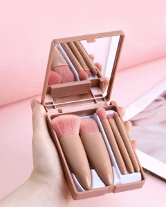 Travel Size Makeup Brushes Set Mini Makeup Brushes Small Complete Function Cosmetic Brushes Kit with Case and Mirror