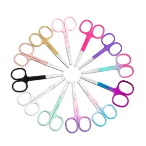 Trending White Pink Gradient Colorful Eyelash Scissors Cosmetic Tools Eyebrow Scissors Nose Hair Trimmer