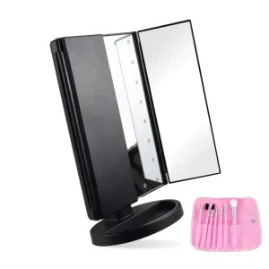 Trifold Vanity Mirror with 22 LED Lights Light up Mirror Touch Control LED Makeup Mirror