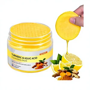 Turmeric Acid Cleansing Pads Facial Exfoliating Cotton Pads with Custom Logo and Jar Packaging